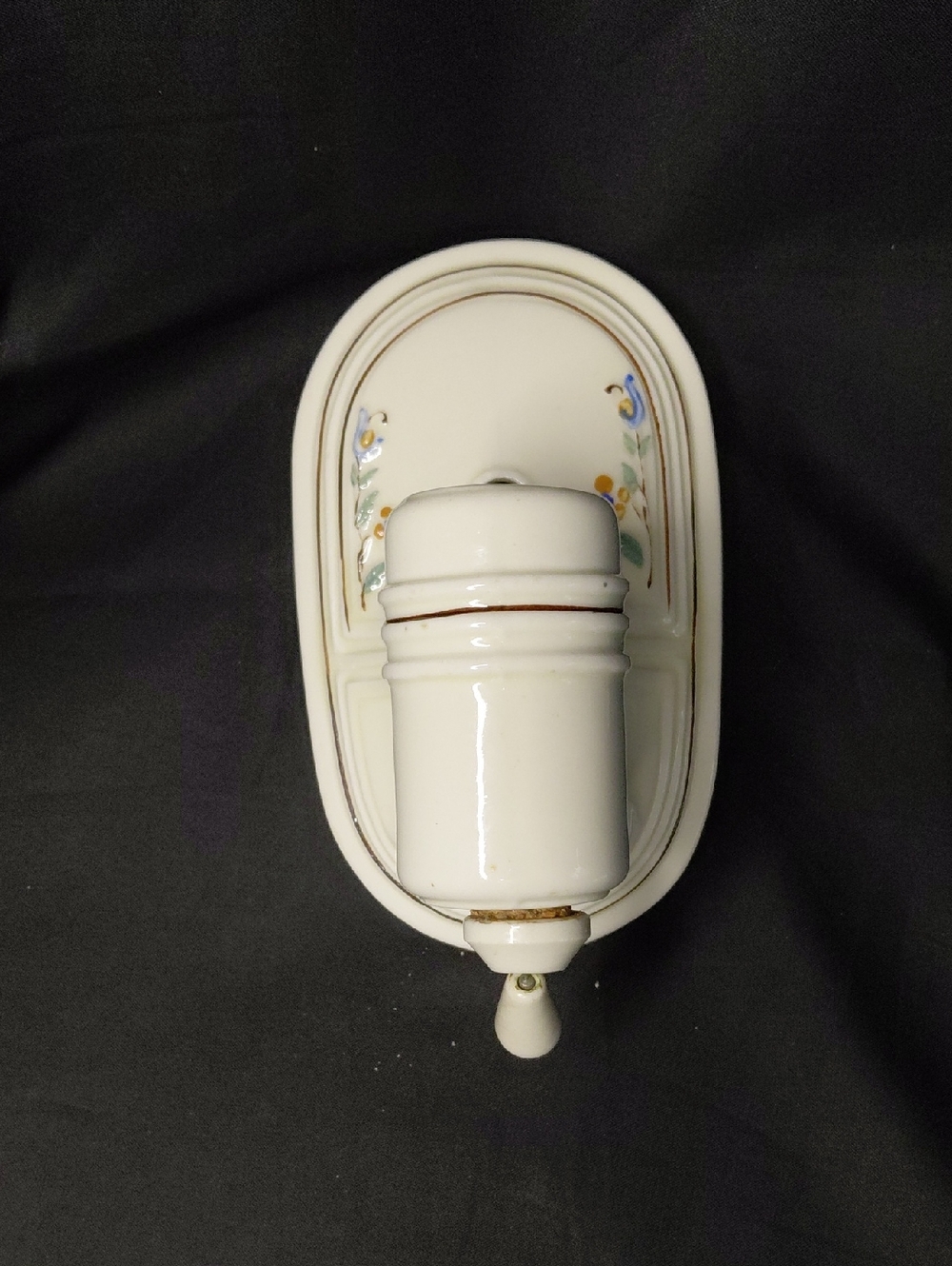 Vintage Ceramic Fixture W/Raised And Painted Floral Design